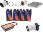 AOQ - Kit tagliando 5 FILTRI PER  FIAT 500X 1.3 MULTIJET DIESEL, (312), EURO6 +4 LITRI LUBRIFICANTE 5W40 c/FILTRO ABIT.AI CARBONI ATTIVI
